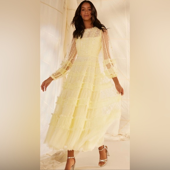 NEEDLE AND THREAD VIOLET SHIMMER ANKLE GOWN - Picture 6 of 12